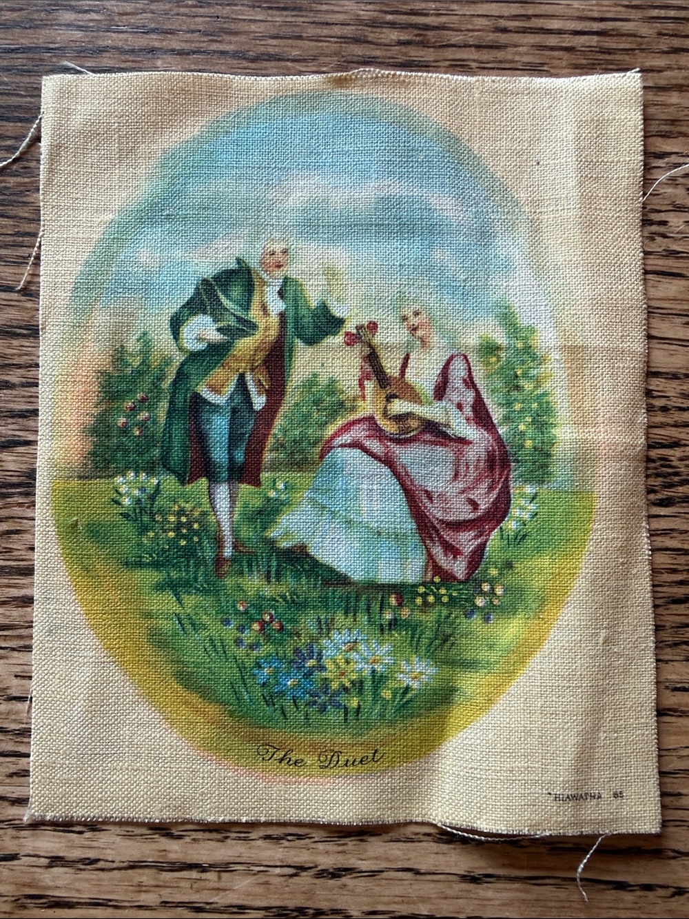 Vintage 1930’s Hiawatha Needlepoint Canvas "The Duet" No. 65 Courting Unstarted